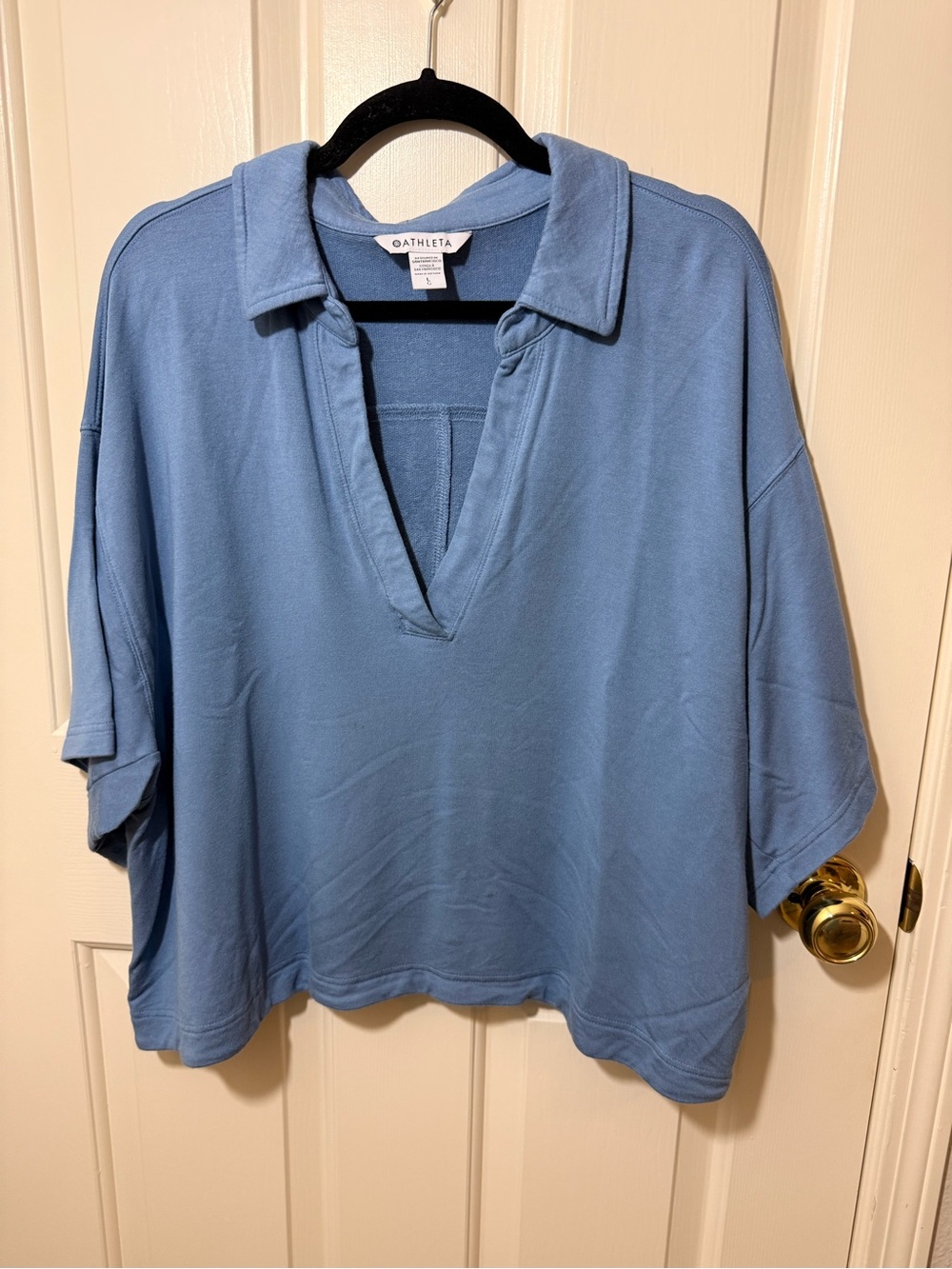 Athleta Blue Relaxed Polo Pullover Top